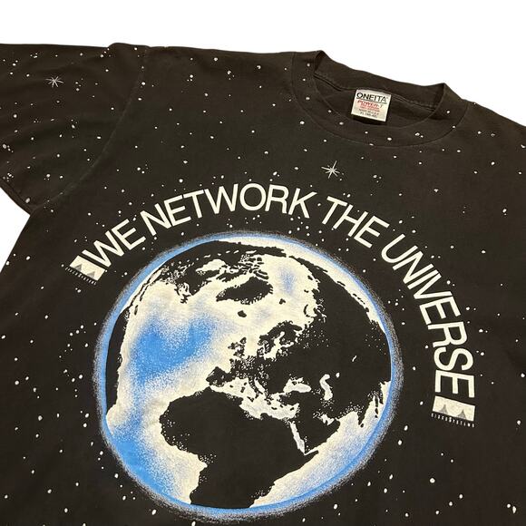 Vintage 90s Cisco Network The Universe AOP Tech Tee Space T-Shirt - Picture 2 of 5